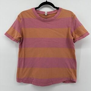Wishlist Pink Orange Striped Crew Neck Short Sleeve T-Shirt WL20-4815 Womens M